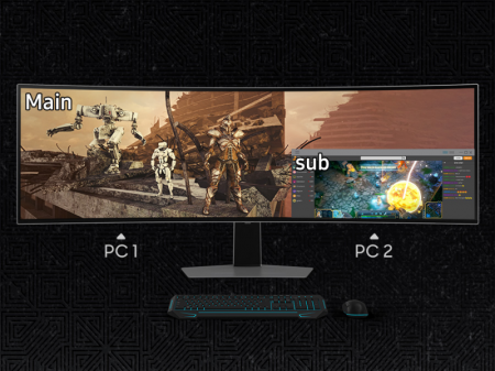 Description image for Samsung LS49DG912SNXZA — 49" Odyssey G9 DQHD Curved Gaming Monitor, 240Hz, 1ms, HDR10