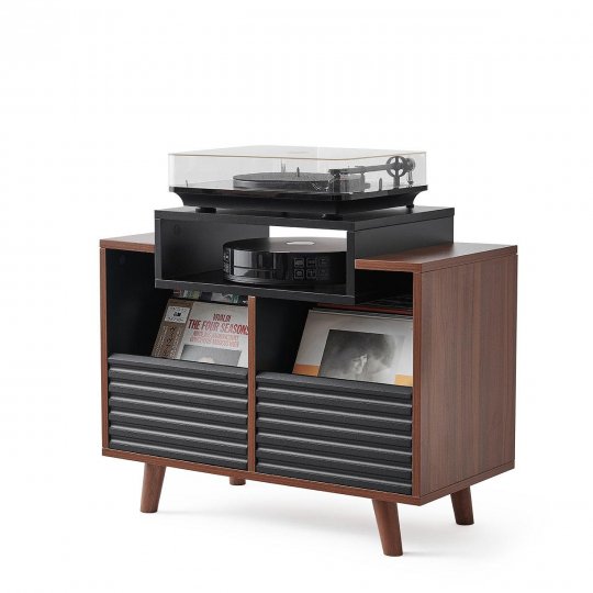 Norstone OSLO 800 Vinyl Cabinet – Stylish Record Storage & Turntable Stand BLACK SATIN