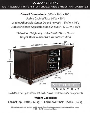 Description image for Bell'O WAVS-335 No-Tools Assembly 65