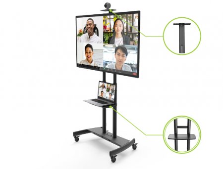 Description image for Kanto MTM86PL Height Adjustable Rolling Cart for 55"-86" TVs BLACK