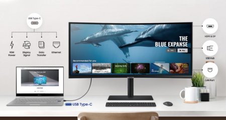 Description image for Samsung 34-Inch ViewFinity S6 Ultra-WQHD 100 Hz Curved Monitor