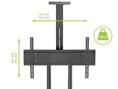 Description image for Kanto MTM86PL Height Adjustable Rolling Cart for 55"-86" TVs BLACK