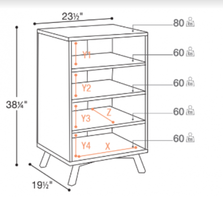 Description image for Sonora S40A5MB Adjustable 5 Shelves Audio Stand MEDIUM BROWN