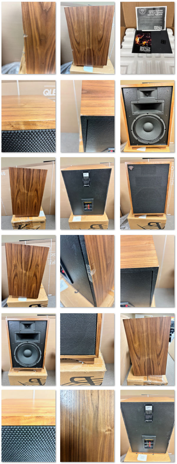 Klipsch Heresy open-box scratch & dent photo collage 